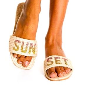 Asos Jewel Sunset Sandals Mules in Natural size 9